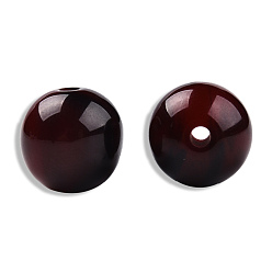 Rouge Foncé Perles en résine, pierre d'imitation, ronde, rouge foncé, 13.5x13mm, Trou: 2~2.3mm
