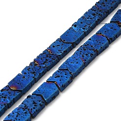 Blue Plated Electroplated Natural Lava Rock Beads Strands, Arrow, Blue Plated, 8~8.5x7x2.5mm, Hole: 0.9mm, about 56pcs/strand, 16.14''(41cm)