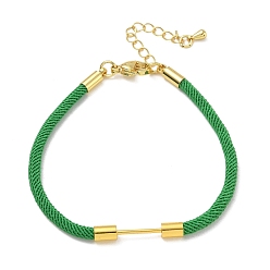 Green Nylon Cord Bracelet Making, with Brass Beadable Bar, Golden, Green, 6.89x0.16 inch(17.5x0.4cm)