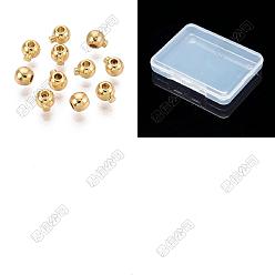 Real 14K Gold Filled 60 perles à écraser en laiton, sans nickel, ronde, 14 k rempli d'or, 3.5x3x2.5mm, Trou: 0.8mm