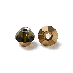 Dark Goldenrod Transparent Electroplate Glass Beads, Half Golden Plated, Faceted, Bicone, Dark Goldenrod, 4.5x4mm, Hole: 1mm, 500Pcs/bag