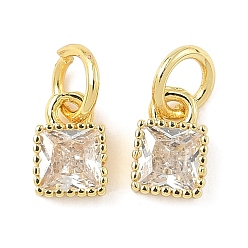 Прозрачный Квадратных латуни микро проложить кубического циркония подвески, стойки покрытие, долговечный, без кадмия и без свинца, золотые, с целью перехода в кольце, прозрачные, 7x5x2.5 мм, отверстие : 3.6 мм