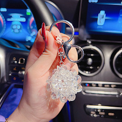 white Fashion Crystal Ball Car Keychain Summer Keychain Personality Girls Bag Pendant Gift.