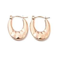 Розовое Золото Ионное покрытие (ip) 304 массивные овальные серьги-кольца из нержавеющей стали для женщин, розовое золото , 23x17.5x3 мм, штифты : 0.8 мм