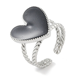 Нержавеющая Сталь Цвет 304 эмалированные кольца на палец в форме сердца из нержавеющей стали, открытые кольца для женщин, цвет нержавеющей стали, регулируемый