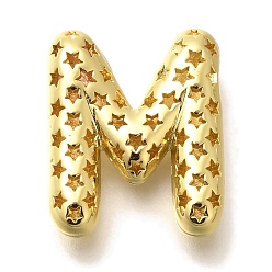 Letter M Полые медные подвески, стойки покрытие, долговечный, без кадмия и без свинца, письмо амулеты, Буква М, 21.5x17.5x6.5 мм, отверстие : 4.7x3 мм