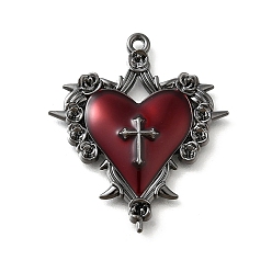 Сердце Подвески из эмали в готическом стиле, металлический черный , темно-красный, сердце, 34x29.5x4 мм, отверстие : 1.6 мм