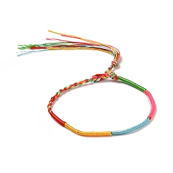 Colorful Polyester Braided String Cord Bracelet, Adjustable Friendship Bracelet for Men Women, Colorful, 14~14-1/8 inch(35.5~36cm)