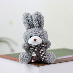 Gray Velvet Rabbit Pendant Decorations, with PP Cotton Filling & Metal Ball Chain, Gray, 110mm