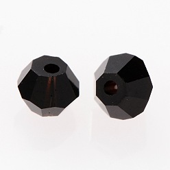 Black Faceted Bicone Grade AAA Transparent Glass Beads, Black, 4x3mm, Hole: 1mm, about 720pcs/bag