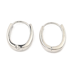 Платина Латунные серьги обруча, овальные, платина, 17x14x3.5 мм
