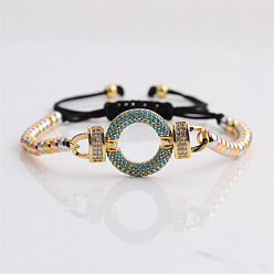 CB00198 Light Blue Zircon Mixed Color Chain Sparkling Multicolor Beaded Chain Bracelet with Copper and Zirconia Accents