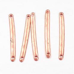Rose Gold Tibetan Style Alloy Bar Links connectors, for Jewelry Design, Cadmium Free & Nickel Free & Lead Free, Strip, Rose Gold, 3x33x1mm, Hole: 1mm
