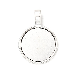 Античное Серебро Сеттинги для кабошонов или кулона, сплав, тибетский стиль , без кадмия и без свинца, плоско-круглые, античное серебро, лоток : 20 мм, 32x23x2 мм, Отверстие : 3.5x7 мм , около 285 шт / 1000 г