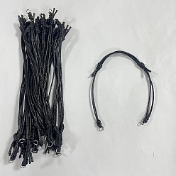 Черный 20шт. регулируемый корейский вощеный полиэстеровый шнур для изготовления браслетов, 304 кольца прыжок из нержавеющей стали, цвет нержавеющей стали, чёрные, 9-1/4 дюйм (23.5 см)