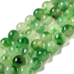 Зеленый газон Природные окрашенные белого нефрита нитей бисера, круглые, зеленый газон, 10~10.5 мм диаметром, отверстие : 1 мм, около 37 шт / нитка, 14.76''~14.80'' (37.5~37.6 см)