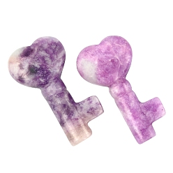 Lilac Jade Natural Lilac Jade Carved Healing Heart Key Stone, Reiki Energy Stone Display Decorations, 39x22x10mm