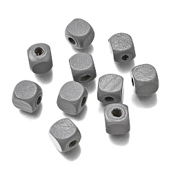 Серебро Спрей окрашены деревянные бусины, квадратный, серебряные, 10x10x10 мм, отверстие : 3 мм