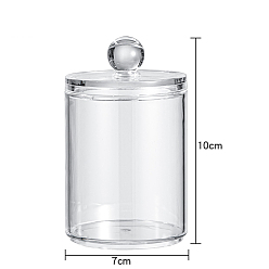 Clear Transparent Plastic Storage Box, for Cotton Swab, Cotton Pad, Beauty Blender, Column, Clear, 7x10cm