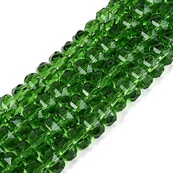 Grün Transparente Glasperlen Stränge, Rondell, facettiert, grün, 7.5~8x5 mm, Bohrung: 1~1.2 mm, ca. 77~81 Stk. / Strang, 14.96~17.32 Zoll (38~44 cm)