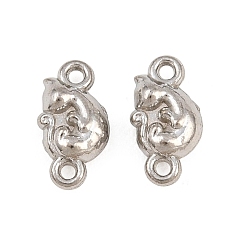Stainless Steel Color 304 Stainless Steel Connector Charms, Cat Shape Links, Stainless Steel Color, 10x5x3mm, Hole: 0.9mm
