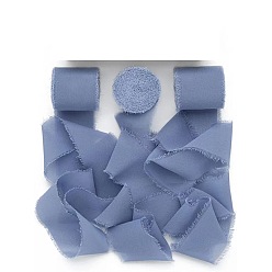 Light Steel Blue 5M Polyester Chiffon Ribbon, Raw Edged Ribbon for DIY Jewelry Bowknot Making, Gift Wrapping, Light Steel Blue, 1-5/8 inch(40mm), about 5.47 Yards(5m)/Roll