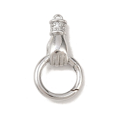 Платина Латунные кольца с пружинным затвором, долговечный, без свинца и без кадмия, стойки покрытие, платина, 29x16x6 мм, отверстие : 1.4 мм