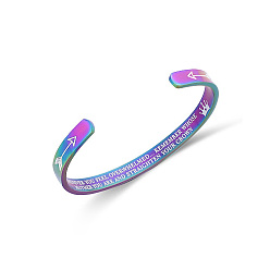 Rainbow Color Браслет-манжета из нержавеющей стали, стрелка с образцом слова, Радуга цветов, внутренний диаметр: 2-1/2 дюйм (6.2 см)