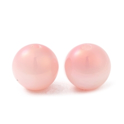 Misty Rose Iridescent Opaque Resin Beads, Candy Beads, Round, Misty Rose, 12x11.5mm, Hole: 2mm