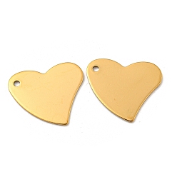 Golden Ion Plating(IP) 304 Stainless Steel Stamping Blank Tag Pendants, Heart, Golden, 18x17x0.8mm, Hole: 1.5mm