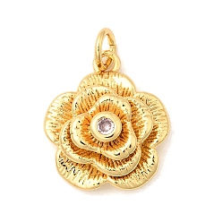 Pink Латунные микро проложить кубического циркония подвески, , долговечный, без кадмия и без свинца, реальный 18 k позолоченный, с целью перехода в кольце, розовые, 17x14.5x6.5 мм, отверстие : 3.5 мм