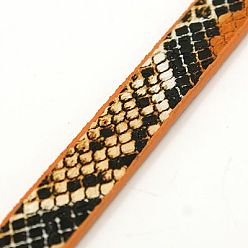 Dark Orange PU Leather Cord, Imitation Snake Skin, Dark Orange, 10x2mm, about 1.31 yards( 1.2m)/strand