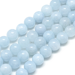 Aquamarine Natural Aquamarine Beads Strands, Round, 6x6mm, Hole: 1mm, about 62pcs/strand, 15.5 inch