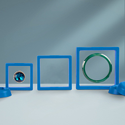 Озёрно--синий Каркасные стойки из полиэтилена(пэ), с прозрачной мембраной, 3 Держатель дисплея с плавающей рамкой, коробка для монет, ромб, Плут синий, Внутренний размер: 11x11x2 см