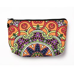 Tomato Polyester Tarp Zip Cosmetic Pouches, Rectangle with Flower Pattern, Tomato, 14.4x21.7x2.1cm