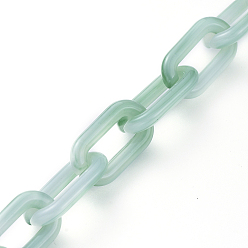 Aquamarine Handmade Acrylic Cable Chains, Imitation Gemstone, Oval, for Jewelry Making, Aquamarine, Link: 20.5x10.5x3mm, about 39.37 inch(1m)/strand