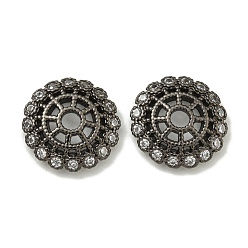 Черный Цвет Металла Покрытие стойки латунь микро паве прозрачные колпачки из кубического циркония, долговечный, без свинца и без кадмия, цветок, металлический черный , 12.8x3 мм, отверстие : 2.5 мм