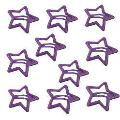 Purple Star Baking Painted Alloy Snap Hair Clips, Hair Accessories for Girl, Purple, 32mm