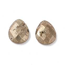 Pyrite Natural Pyrite Cabochons, Faceted, Teardrop, 12x10x4mm