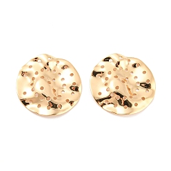 Real 18K Gold Plated Rack Plating Brass Pendants, Textured, Flat Round Charm, Real 18K Gold Plated, 24~24.5x2.5mm, Hole: 1.2mm
