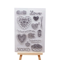 Heart Clear Plastic Stamps, for DIY Scrapbooking, Photo Album Decorative, Cards Making, Heart, 160x110mm