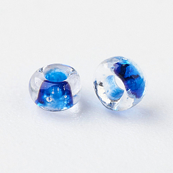 Синий Fgb 6/0 круглый стеклянный бисер класса А, прозрачные цвета внутри, синие, 4x3 мм, отверстие : 1 мм, Около 4500 шт / фунт