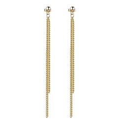 Oval Brass Tassel Chain Drop Earrings  for Women, Ear Thread, with 304 Stainless Steel Stud Earring Findings, Oval, 88mm