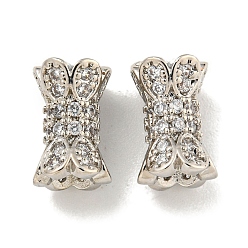 Платина Покрытие стойки латунь микропаве прозрачные кубические циркониевые бусины, долговечный, без свинца и без кадмия, колонка, платина, 10.5x7 мм, отверстие : 1.2 мм