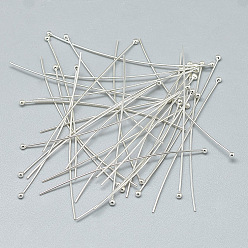 Silver 925 Sterling Silver Ball Head Pins, Silver, 45x1.5mm, Pin: 0.5mm
