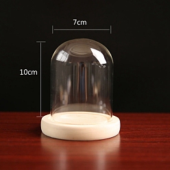 Прозрачный Стеклянный купол, декоративная витрина, колокол баночка террариум с деревянной основой, прозрачные, 70x100 мм