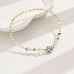 Желтый Браслеты на ногу из цветного стекла и сплава для женщин, , универсальный и простой, желтые, 10 дюйм (25.5 см)