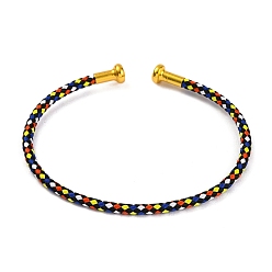 Разноцветный Изготовление браслета из плетеной проволоки из углеродистой стали, с позолоченными латунными заглушками, красочный, 0.25 см, внутренний диаметр: 2-3/8 дюйм (6.1 см)