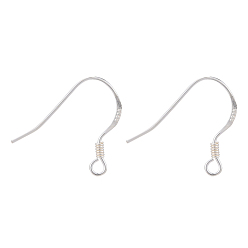 Silver 925 Sterling Silver Earring Hooks, with 925 Stamp, Silver, 15x18x1.3mm, Hole: 1.5mm, 24 Gauge, Pin: 0.5mm