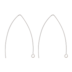 Silver 925 Sterling Silver V Shaped Earring Hooks, Marquise Ear Wire, Silver, 36~39x18x0.6mm, Hole: 2mm, 22 Gauge, Pin: 0.6mm